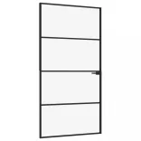 fekete edzett üveg és alumínium vékony beltéri ajtó 102x201,5cm