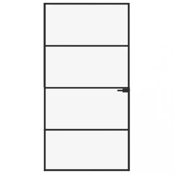 fekete edzett üveg és alumínium vékony beltéri ajtó 102x201,5cm