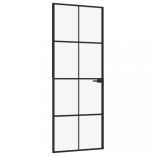 fekete edzett üveg és alumínium vékony beltéri ajtó 76x201,5 cm