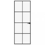 fekete edzett üveg és alumínium vékony beltéri ajtó 76x201,5 cm