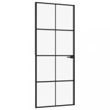 fekete edzett üveg és alumínium vékony beltéri ajtó 83x201,5 cm