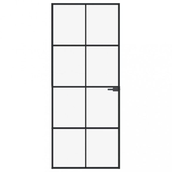fekete edzett üveg és alumínium vékony beltéri ajtó 83x201,5 cm