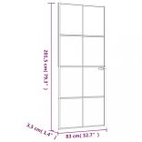 fekete edzett üveg és alumínium vékony beltéri ajtó 83x201,5 cm