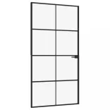 fekete edzett üveg és alumínium vékony beltéri ajtó 102x201,5cm