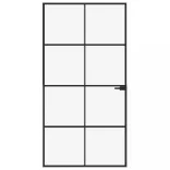 fekete edzett üveg és alumínium vékony beltéri ajtó 102x201,5cm