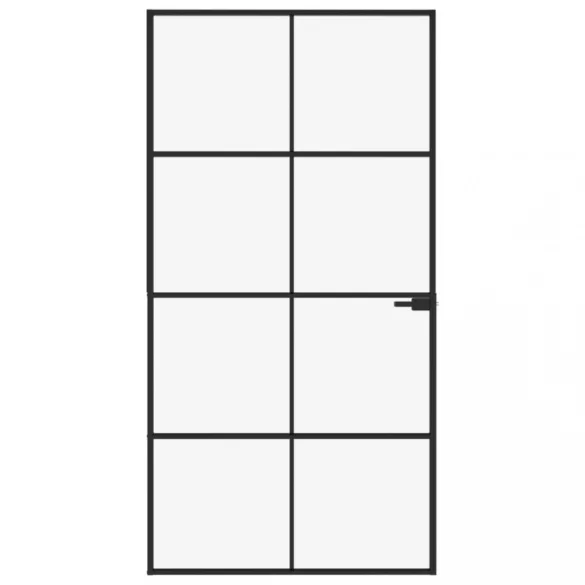 fekete edzett üveg és alumínium vékony beltéri ajtó 102x201,5cm