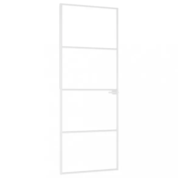 fehér edzett üveg és alumínium vékony beltéri ajtó 76x201,5 cm