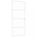 fehér edzett üveg és alumínium vékony beltéri ajtó 83x201,5 cm