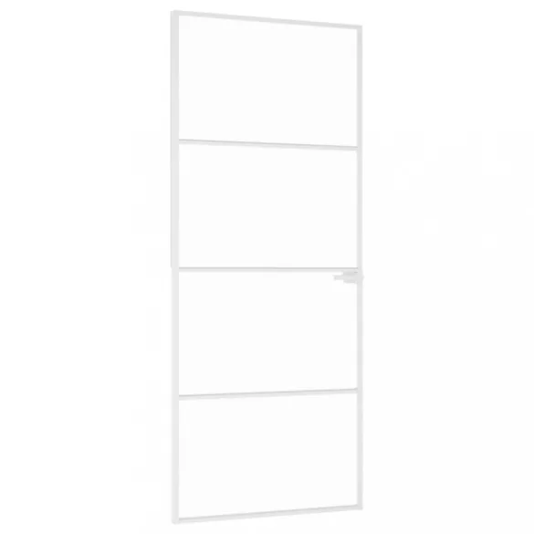 fehér edzett üveg és alumínium vékony beltéri ajtó 83x201,5 cm