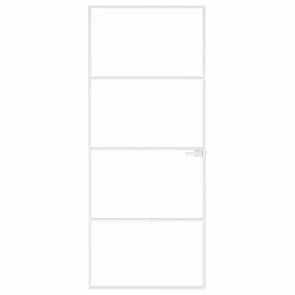 fehér edzett üveg és alumínium vékony beltéri ajtó 83x201,5 cm