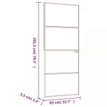 fehér edzett üveg és alumínium vékony beltéri ajtó 83x201,5 cm