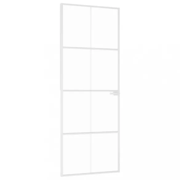 fehér edzett üveg és alumínium vékony beltéri ajtó 76x201,5 cm