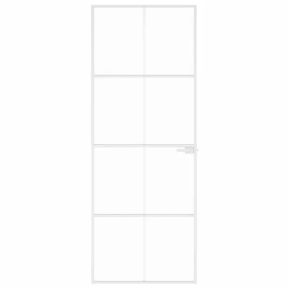 fehér edzett üveg és alumínium vékony beltéri ajtó 76x201,5 cm