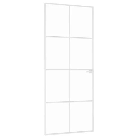 fehér edzett üveg és alumínium vékony beltéri ajtó 83x201,5 cm