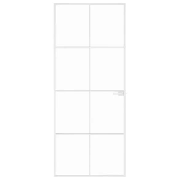 fehér edzett üveg és alumínium vékony beltéri ajtó 83x201,5 cm
