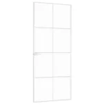 fehér edzett üveg és alumínium vékony beltéri ajtó 83x201,5 cm