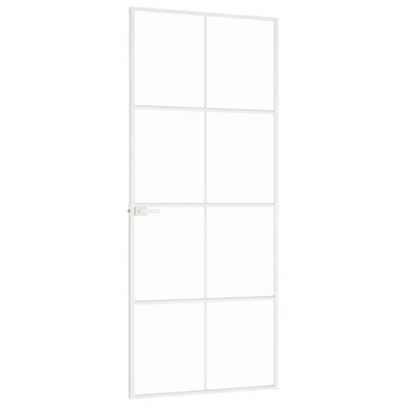 fehér edzett üveg és alumínium vékony beltéri ajtó 83x201,5 cm