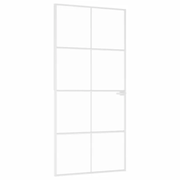 fehér edzett üveg és alumínium vékony beltéri ajtó 93x201,5 cm