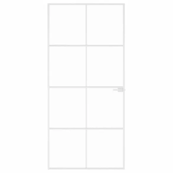 fehér edzett üveg és alumínium vékony beltéri ajtó 93x201,5 cm