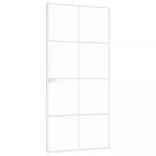 fehér edzett üveg és alumínium vékony beltéri ajtó 93x201,5 cm