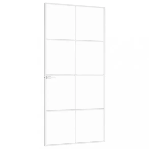 fehér edzett üveg és alumínium vékony beltéri ajtó 93x201,5 cm