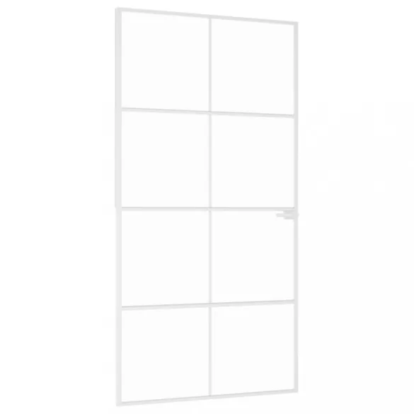 fehér edzett üveg és alumínium vékony beltéri ajtó 102x201,5 cm