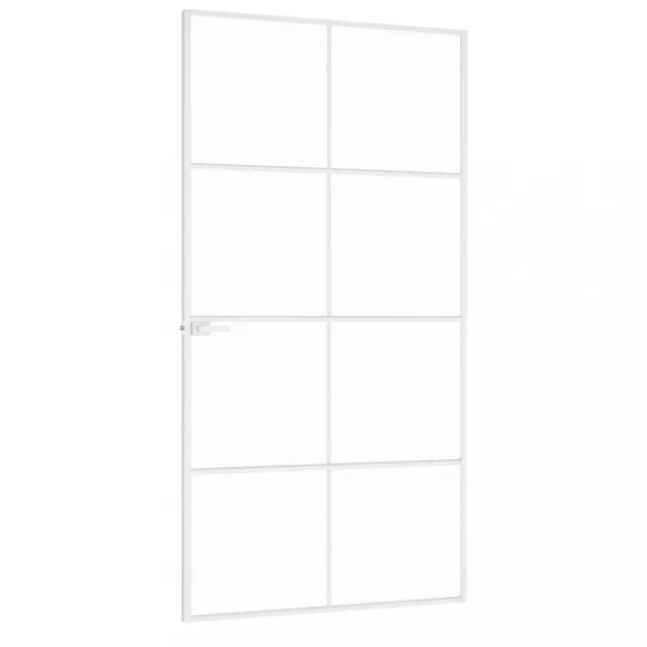 fehér edzett üveg és alumínium vékony beltéri ajtó 102x201,5 cm