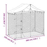 ezüstszínű horganyzott acél kutyakennel tetővel 3x1,5x2,5 m