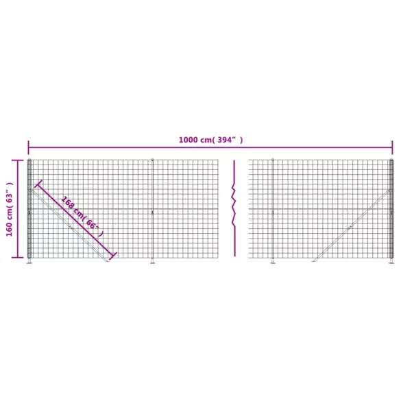 zöld dróthálós kerítés illesztőperemmel 1,6x10 m
