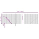 antracitszürke dróthálós kerítés cövekekkel 1,4x25 m