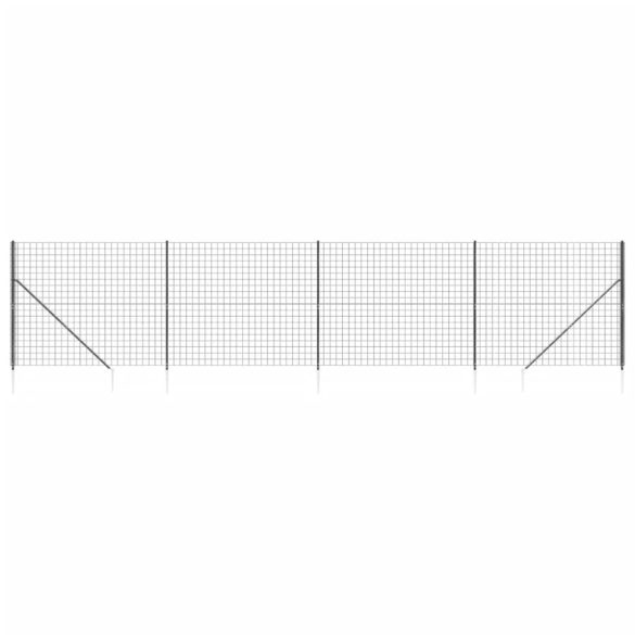 antracitszürke dróthálós kerítés cövekekkel 1,4x10 m