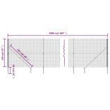 antracitszürke dróthálós kerítés cövekekkel 1,4x10 m