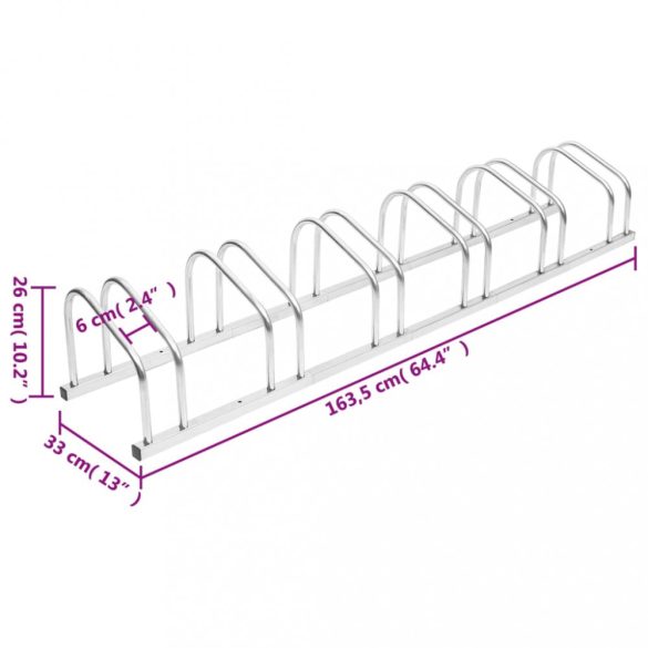 horganyzott acél kerékpártároló 6 kerékpárhoz