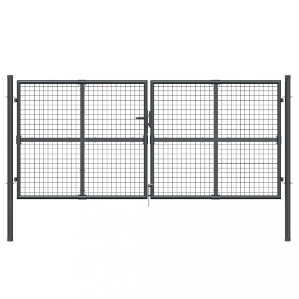 antracit színű horganyzott acél hálós kerti kapu 300 x 125 cm