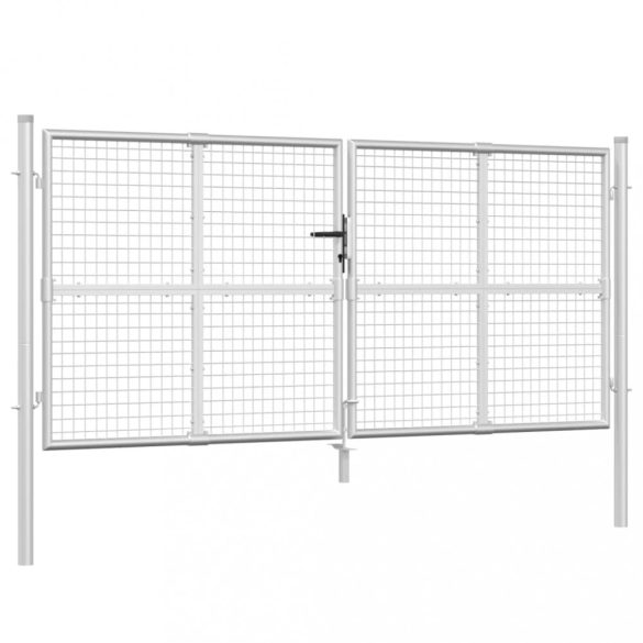 ezüst színű horganyzott acél hálós kerti kapu 300 x 125 cm