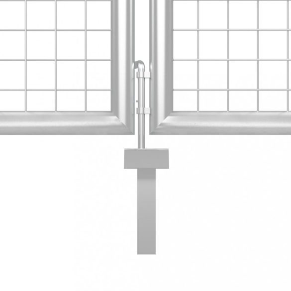 ezüst színű horganyzott acél hálós kerti kapu 300 x 125 cm