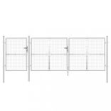 ezüst színű horganyzott acél hálós kerti kapu 400 x 125 cm