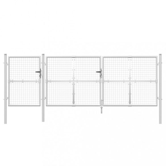 ezüst színű horganyzott acél hálós kerti kapu 400 x 125 cm