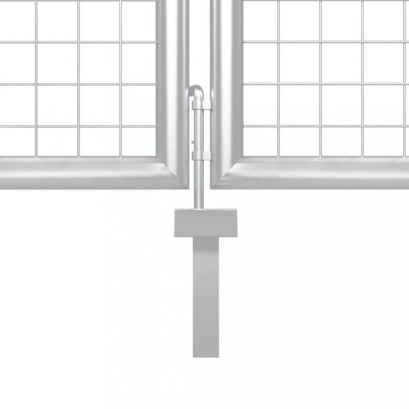 ezüst színű horganyzott acél hálós kerti kapu 400 x 125 cm