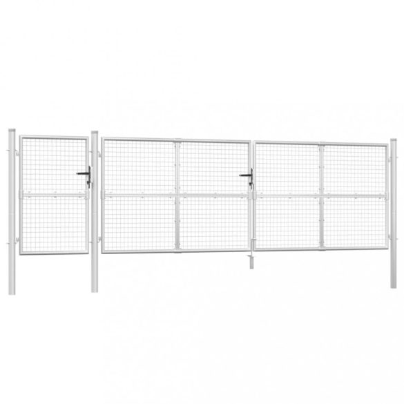 ezüst színű horganyzott acél hálós kerti kapu 500 x 125 cm