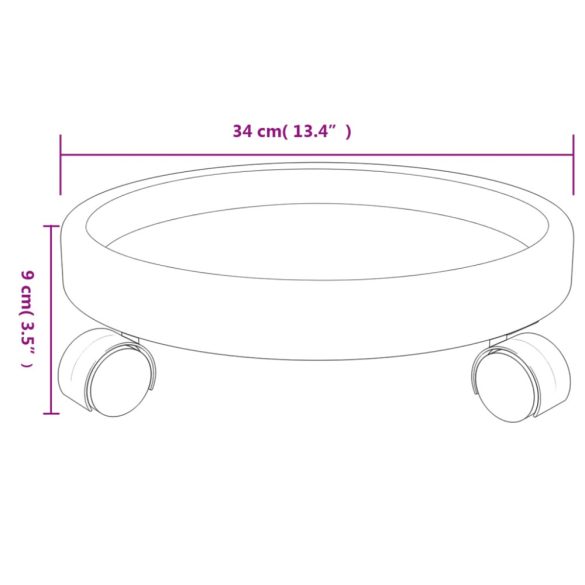 2 db szürke kerekes virágtartó átmérő 34 cm 35 kg