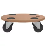 2 db kerek szerelt fa görgős kiskocsi