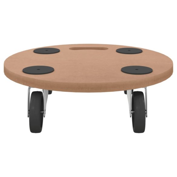 6 db kerek szerelt fa görgős kiskocsi