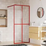 piros zuhanyfal átlátszó ESG üveggel 100 x 195 cm