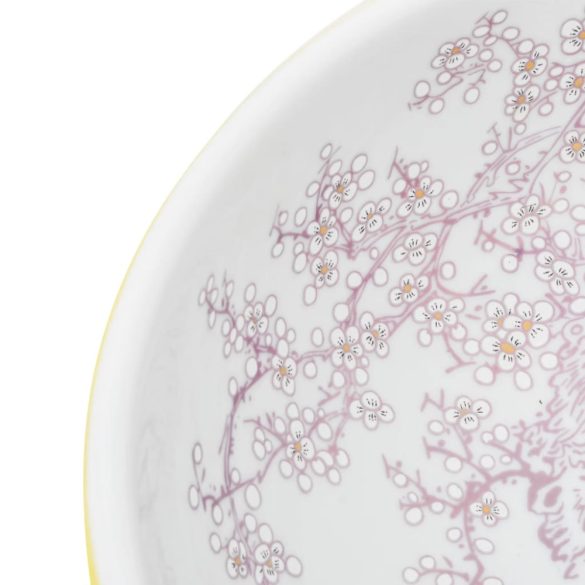 fehér és sárga kerámia kerek asztali mosdó Φ41 x 14 cm