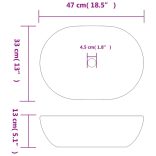 fekete és szürke kerámia ovális asztali mosdó 47 x 33 x 13 cm