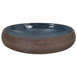 barna-kék kerámia ovális asztali mosdó 59 x 40 x 15 cm