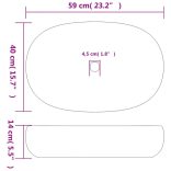 barna és kék kerámia ovális asztali mosdó 59 x 40 x 14 cm