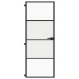 fekete edzett üveg és alumínium vékony beltéri ajtó 76x201,5 cm