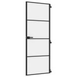 fekete edzett üveg és alumínium vékony beltéri ajtó 76x201,5 cm